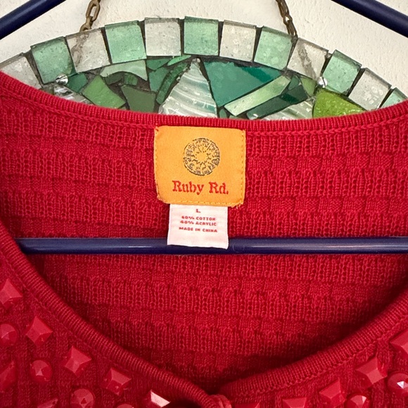 Ruby Rd. Bold Red Knit Cardigan - Picture 3 of 8